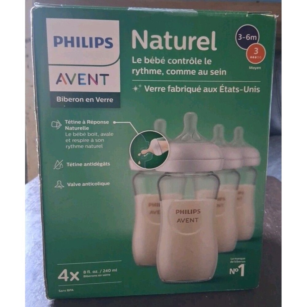 Philips Avent Pkg Of 4 Natural Response Glass Baby Bottles  8 fl.oz  NEW/sealed - Picture 2 of 3